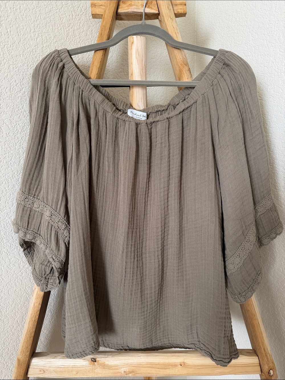 Michael Stars Olive Green Peasant Blouse